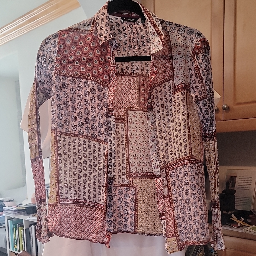 Massimo Dutti Red and Cream Paisley Shirt
